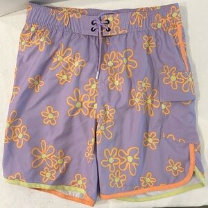 SVRN CODE Swim Trunks M Purple Orange Sovereign Board Shorts Retro Hippie